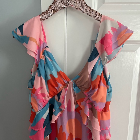 Multi Print Large Ruffle Maxi Dress - Picture 6 of 8